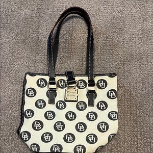 Dooney & Bourke Black and Tan Logo Tote